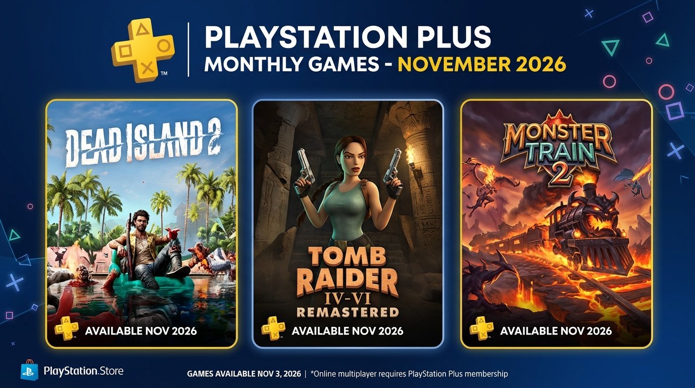 PlayStation Plus Revela Jogos de Novembro de 2026: Dead Island 2, Tomb Raider IV-VI Remastered e Mais!